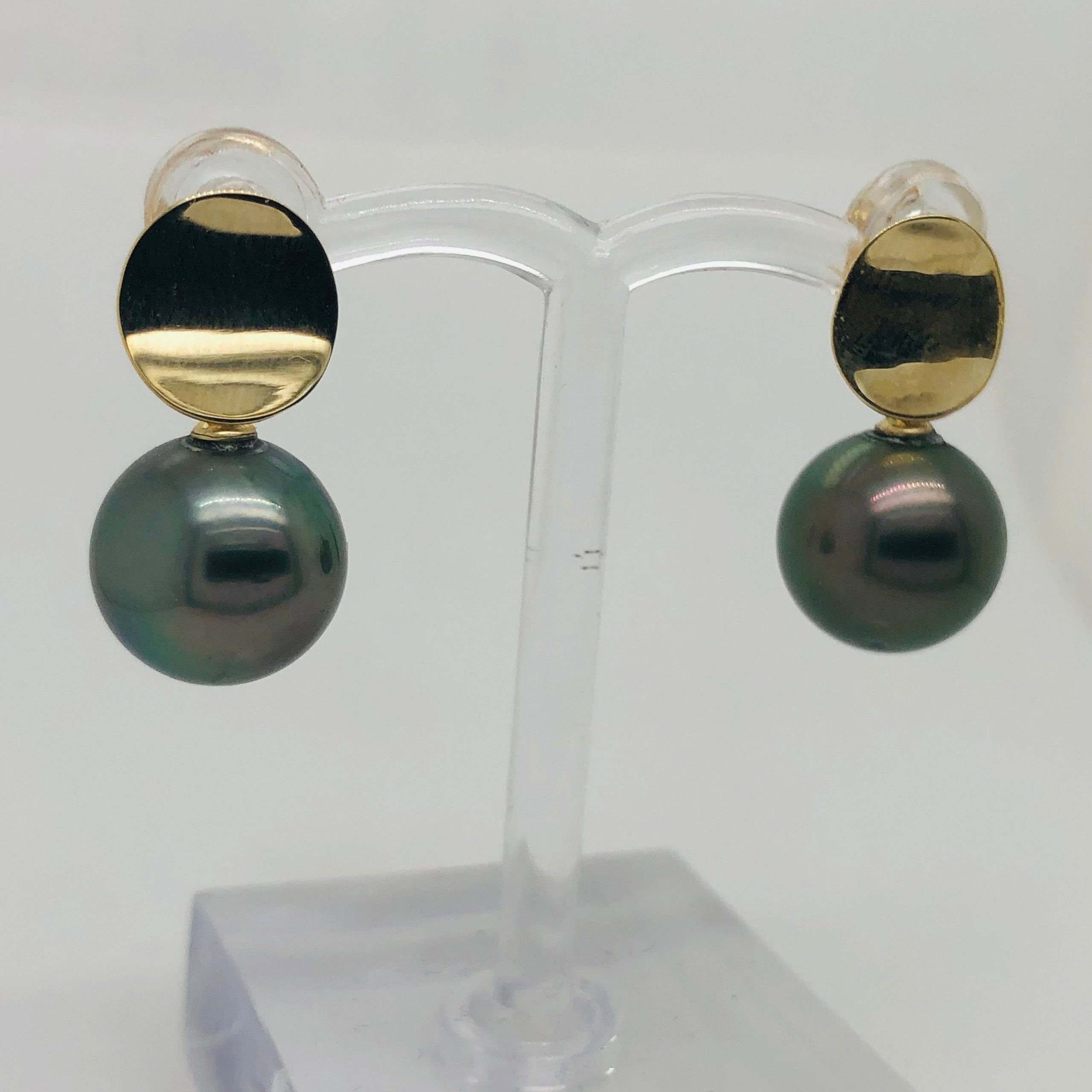 9ct Yellow Gold 11.50-12.00mm Tahitian Black Pearl Stud Earrings Gold Pearl Jewellery, Pearl Jewellery 9ct Yellow Gold 11.50-12.00mm Tahitian Black Pearl Stud Earrings Gold Pearl Jewellery, Pearl Jewellery