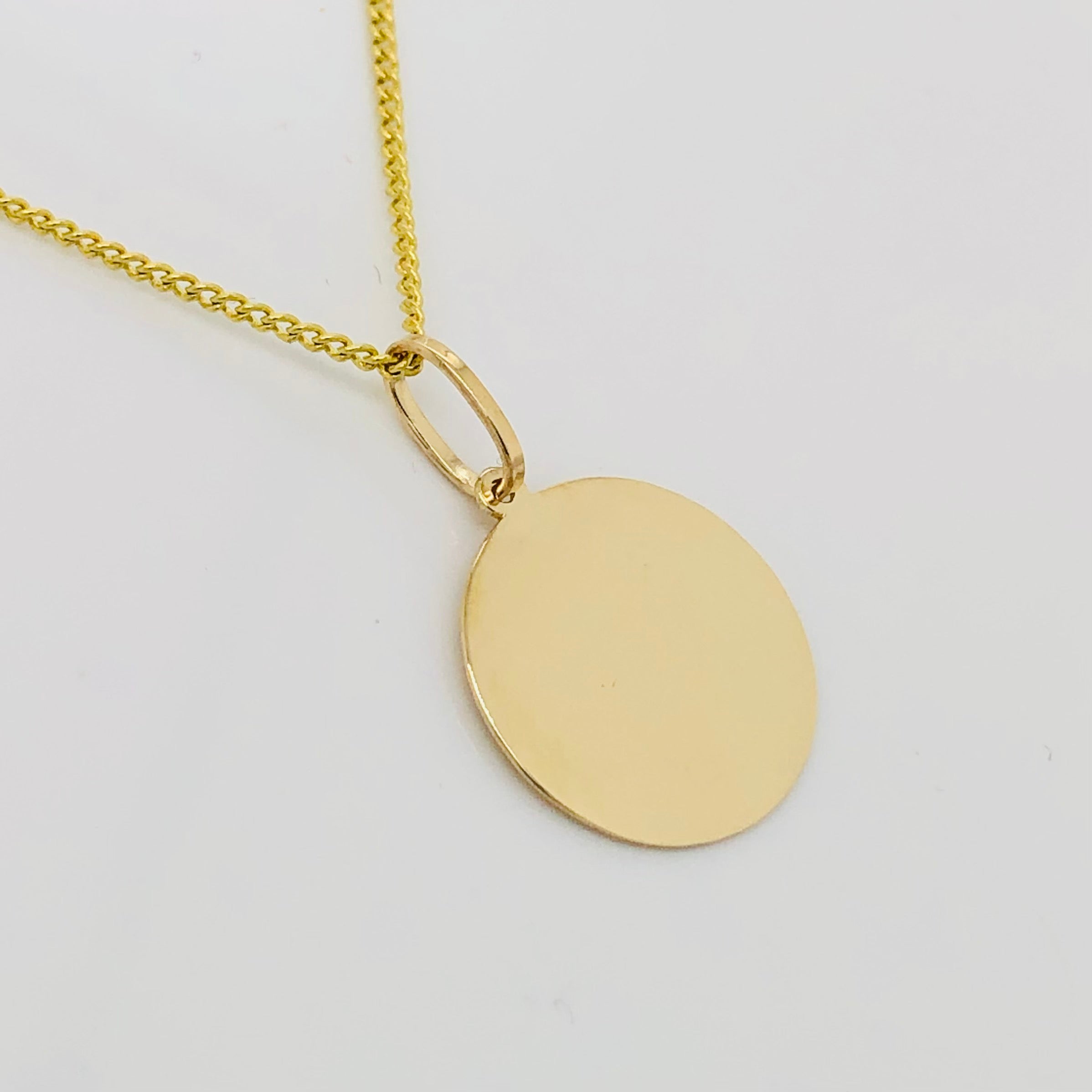 9ct Yellow Gold 15mm Round Engravable Disk Pendant Gold Pendants 