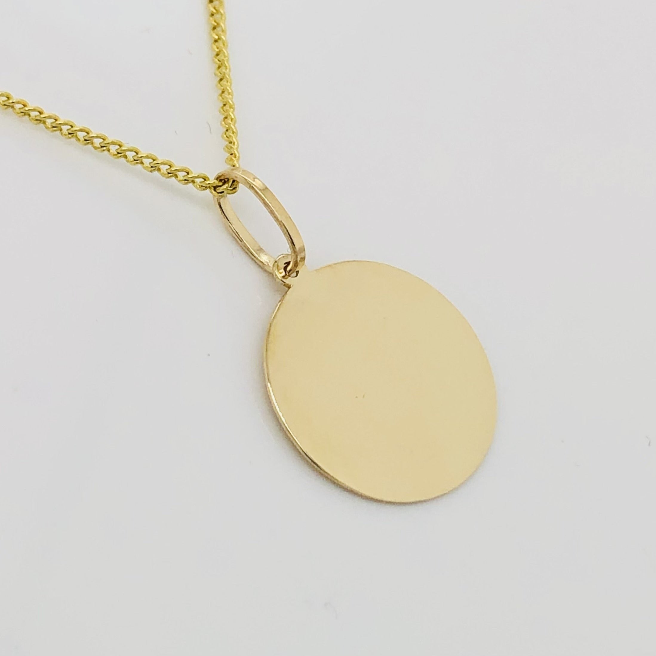 9ct Yellow Gold 18mm Round Engravable Disk Pendant Gold Pendants 