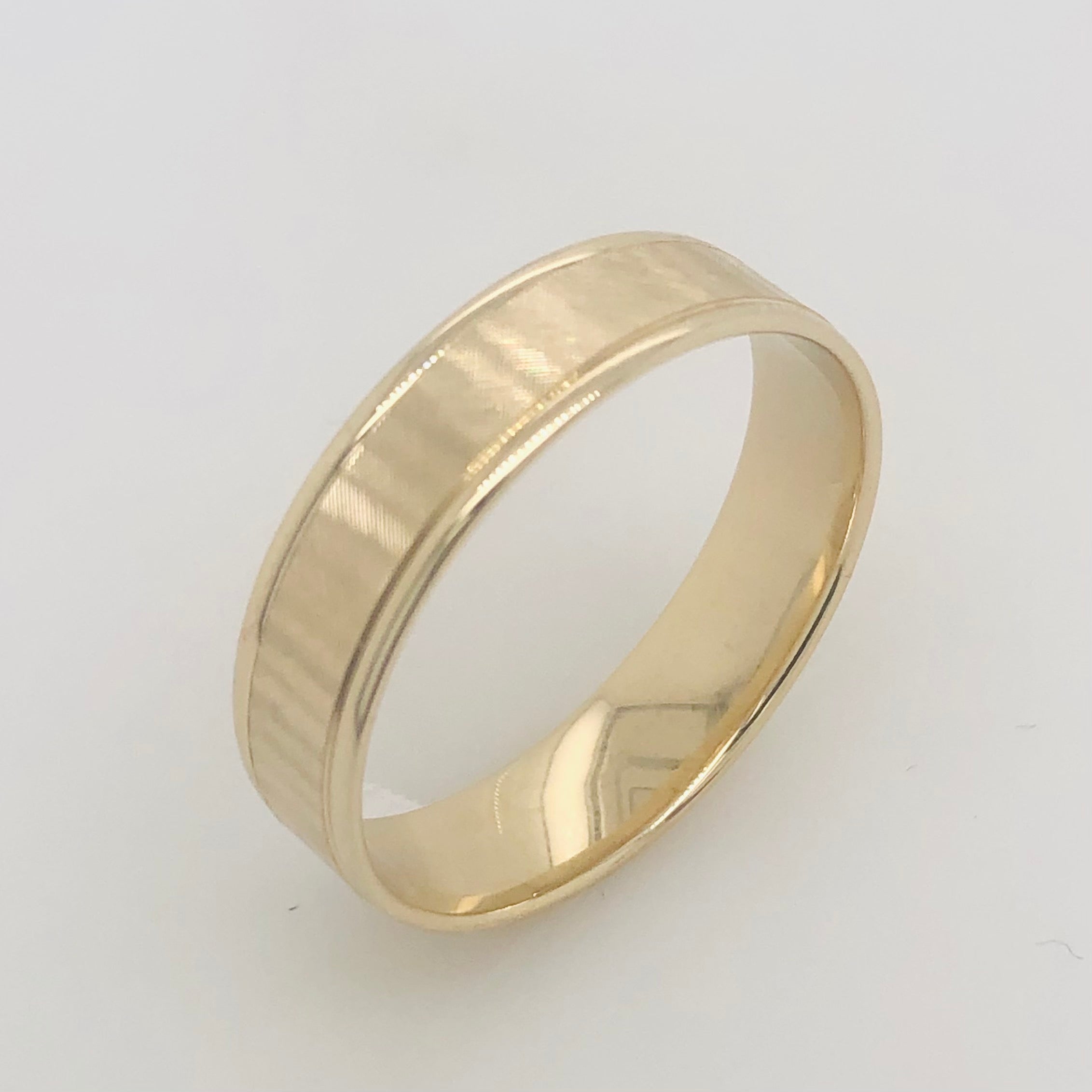 9ct Yellow Gold 6mm Wide Patterned Wedding Band Gold Rings 