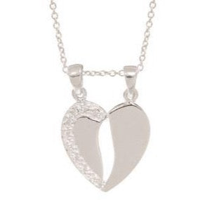 Sterling Silver Split Heart Pendant 27mm x 19mm - 018 Sterling Silver Pendants 