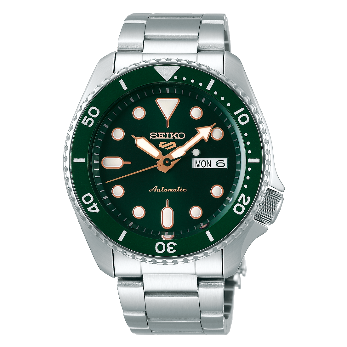 Seiko 5 Sports Automatic Watch SRPD63K – 42.5mm Green Dial, Stainless Steel Bracelet Seiko 