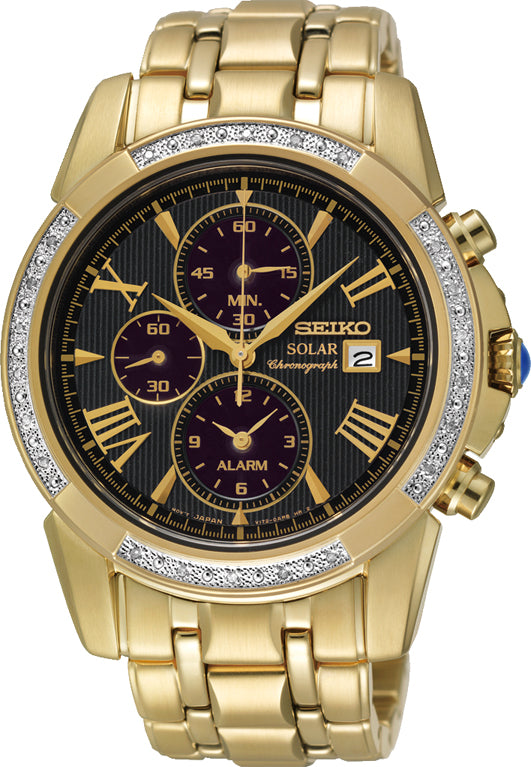 Seiko Le Grand Sport Gold Tone Mens Chronograph Watch - SSC314 Seiko 