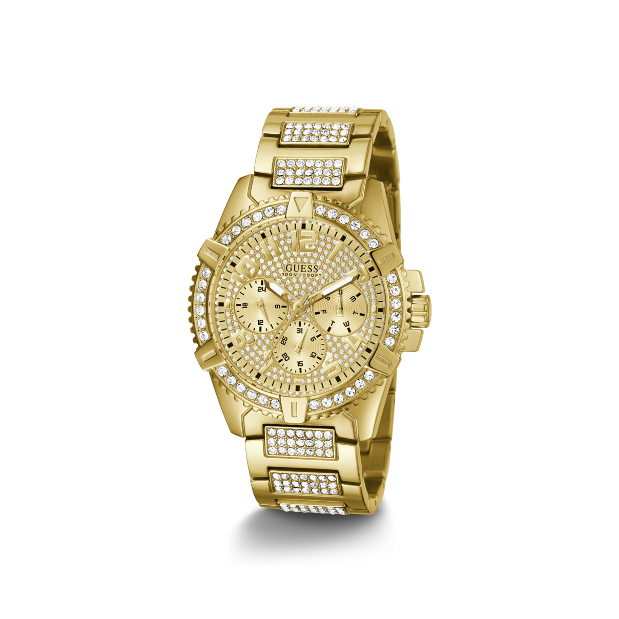 Guess Frontier Gold Tone Full Bling Watch - W0799G2 GUESS 