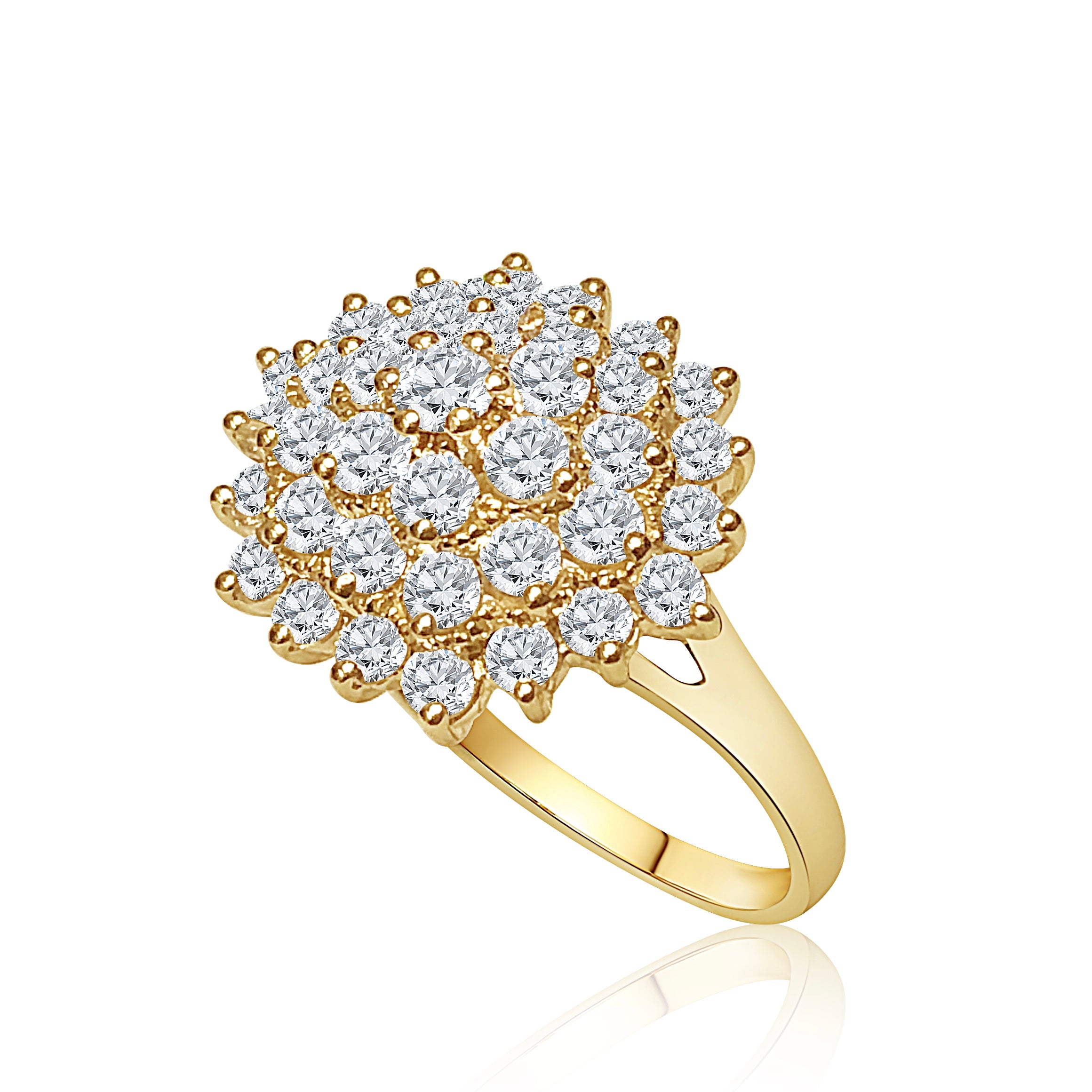 9ct Yellow Gold Large Cluster Ring with Cubic Zirconia Setting Gold Rings 