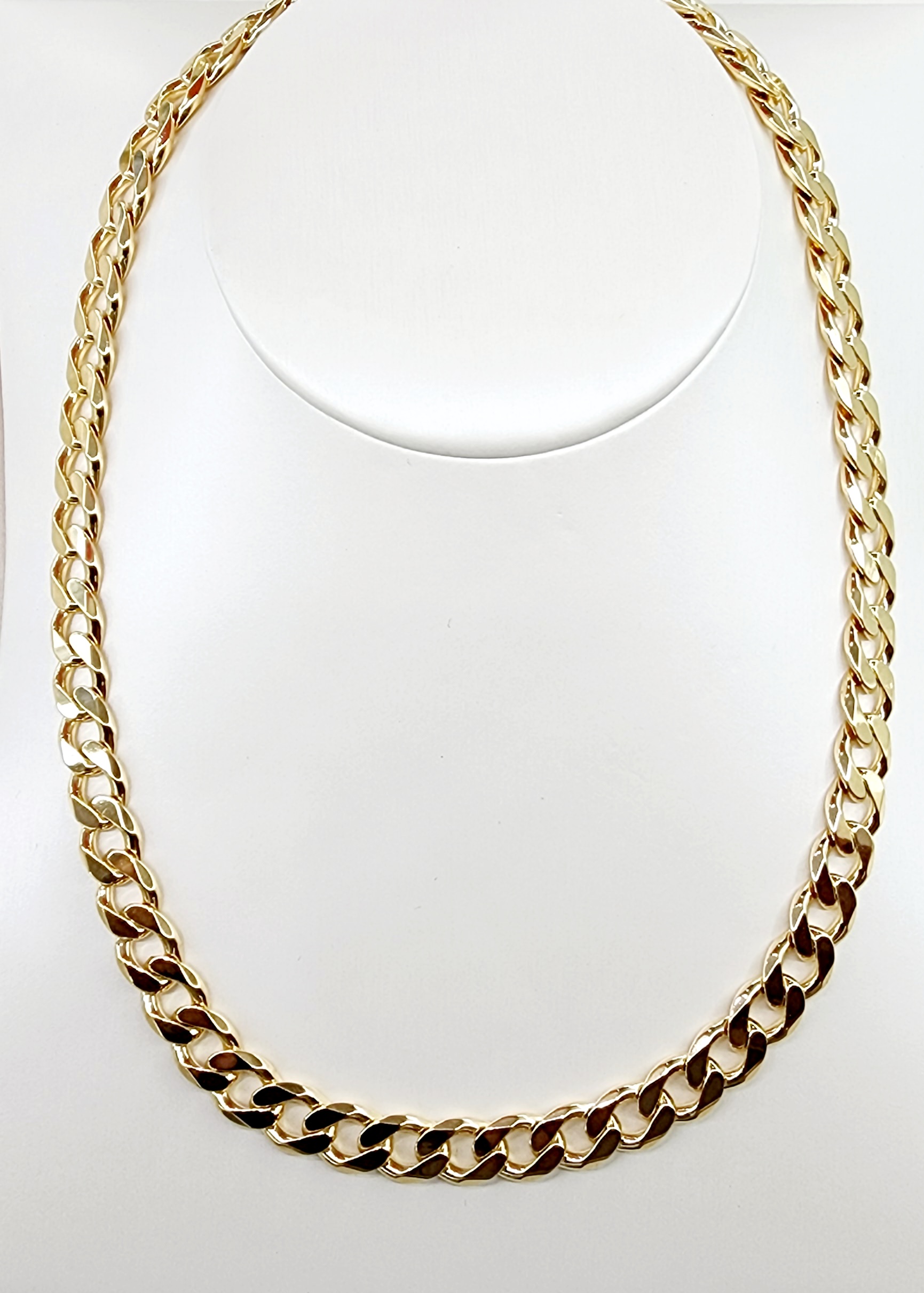 9ct Yellow Gold Flat Bevelled Diamond Cut Curb Link Chain - FBSCD250 Gold Chain 