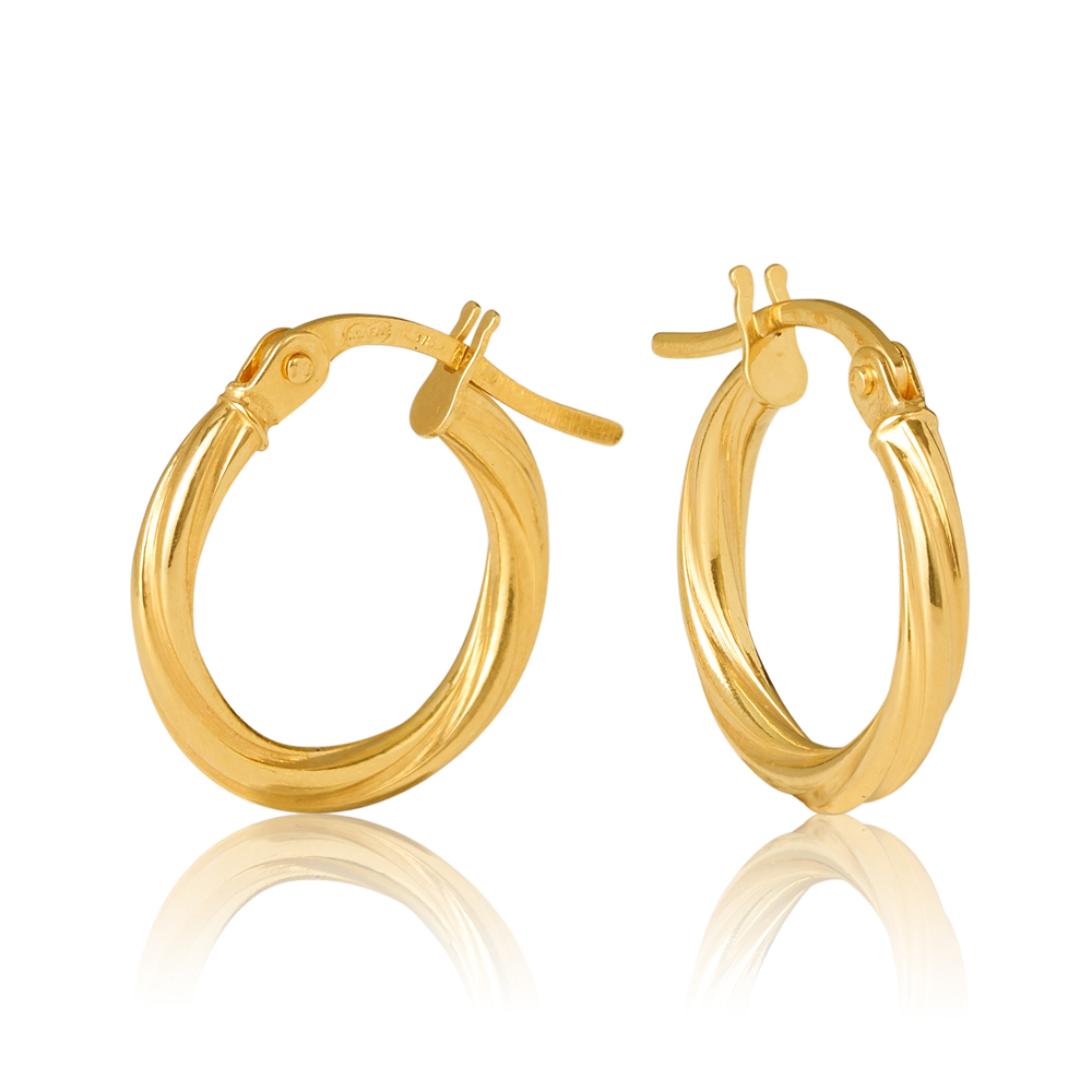 9ct Yellow Gold 10mm Twist Hoop Earrings Gold Earrings 