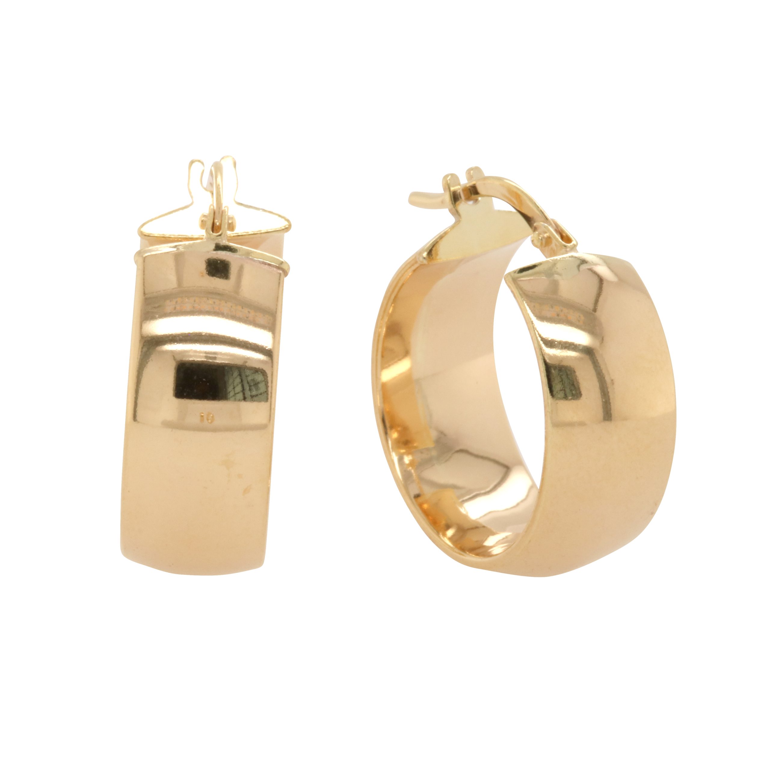 9ct Yellow Gold Silver Filled Comfort Fit 15mm Diameter Hoop Earrings Gold & Silver Bonded Earrings, Gold Earrings 