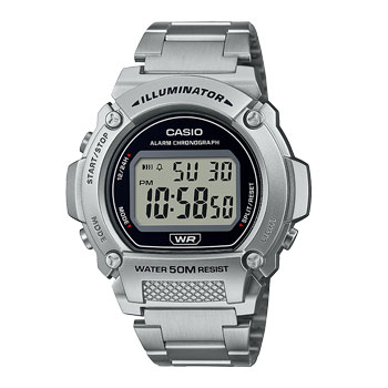 Casio Digital LED 50m Stainless Steel Band Watch - W219HD-1A CASIO