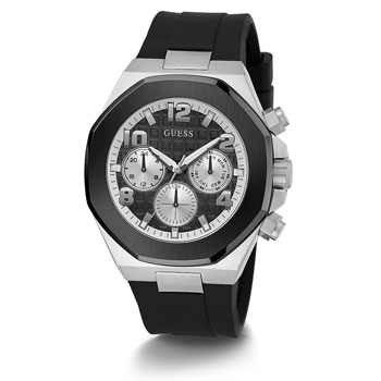 Guess 2-Tone Case Black Silicone Strap Watch - GW0583G1 GUESS 