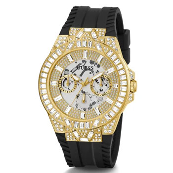 Guess Dynasty Mens Gold Tone with Black Rubber Strap - GW0498G2 GUESS 