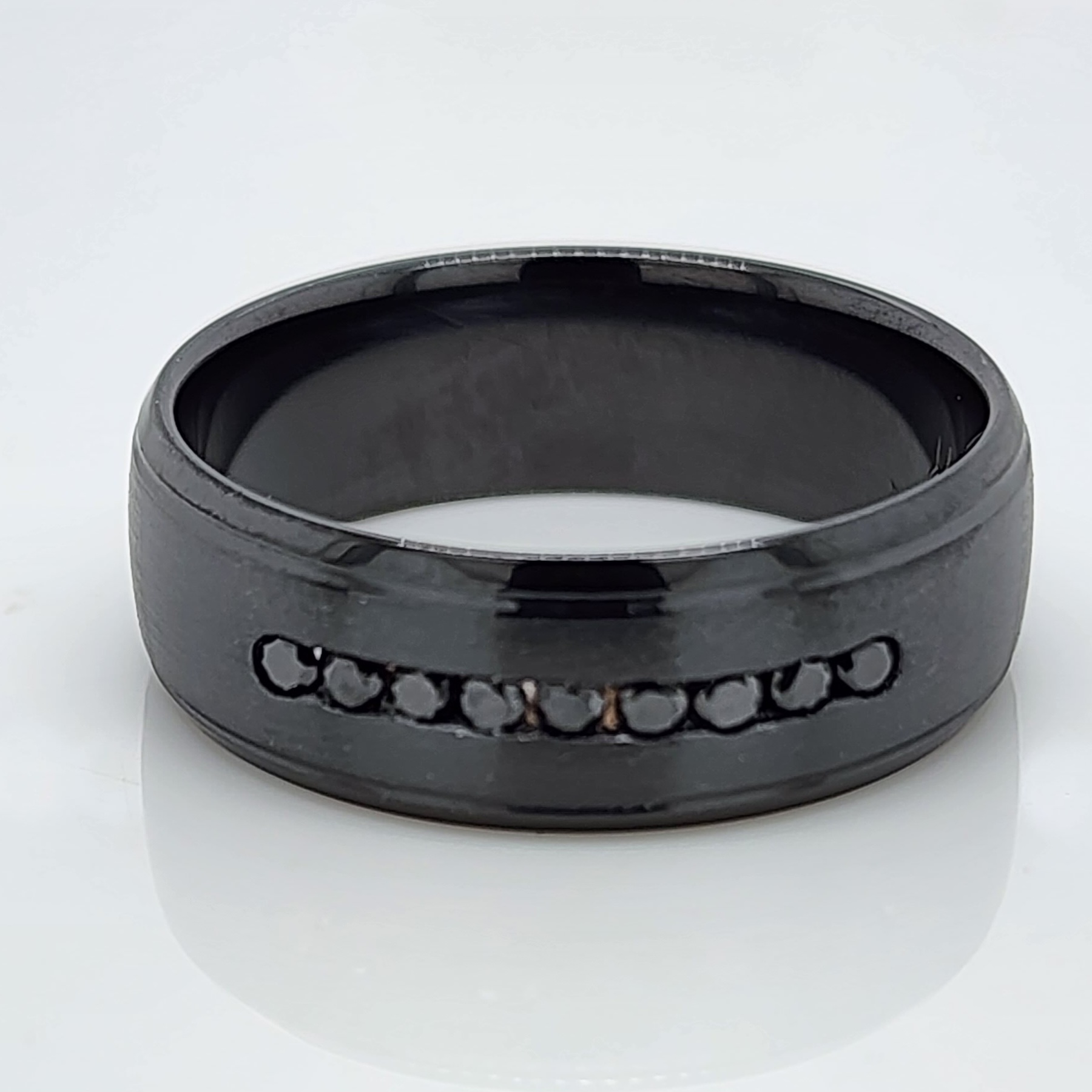 Black Zirconium Band 7mm Wide with Black Diamonds Gold Rings, Men's Gold Rings Black Zirconium Band 7mm Wide with Black Diamonds Gold Rings, Men's Gold Rings
