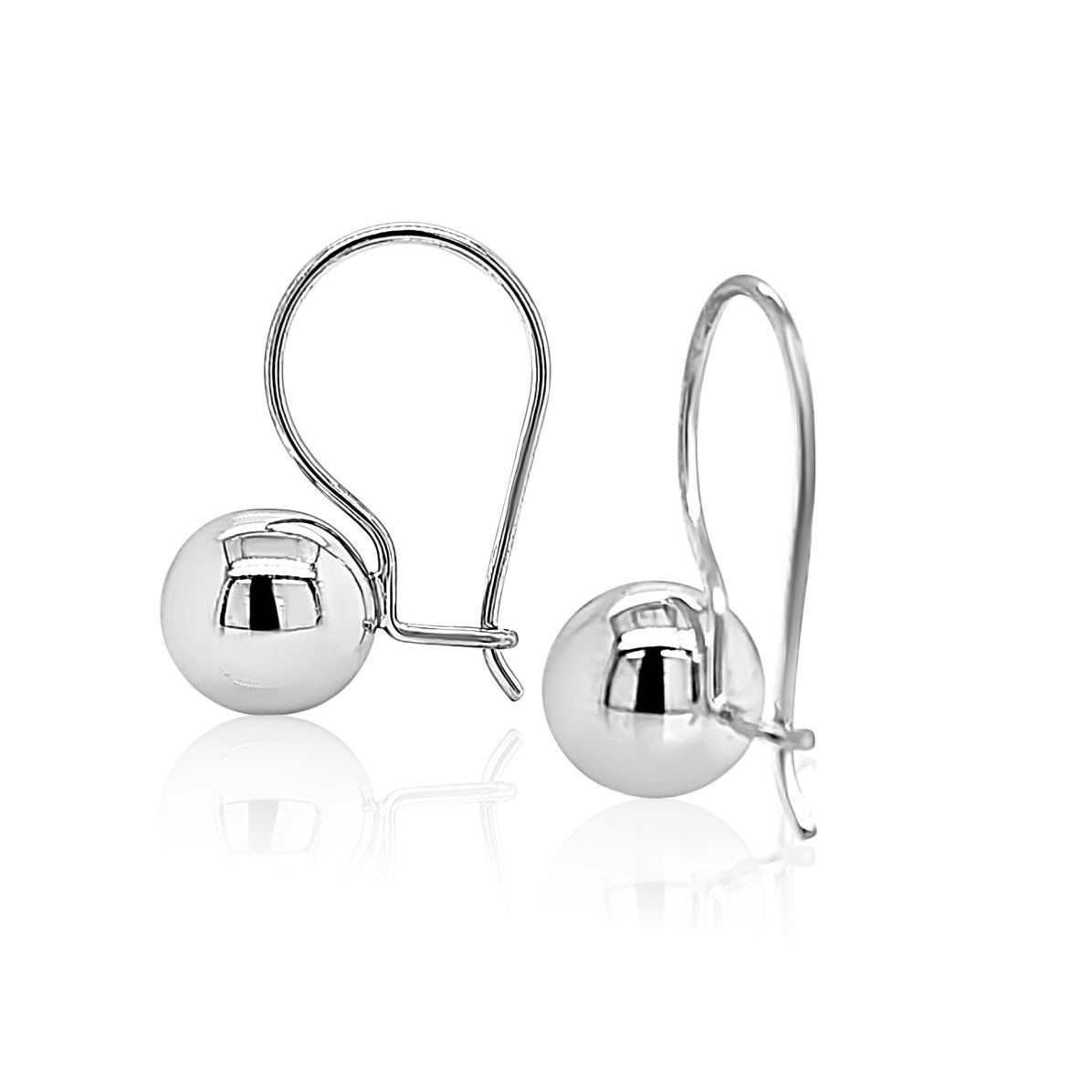 Sterling Silver 9.5mm Round Euroball Earrings STERLING SILVER EARRINGS 
