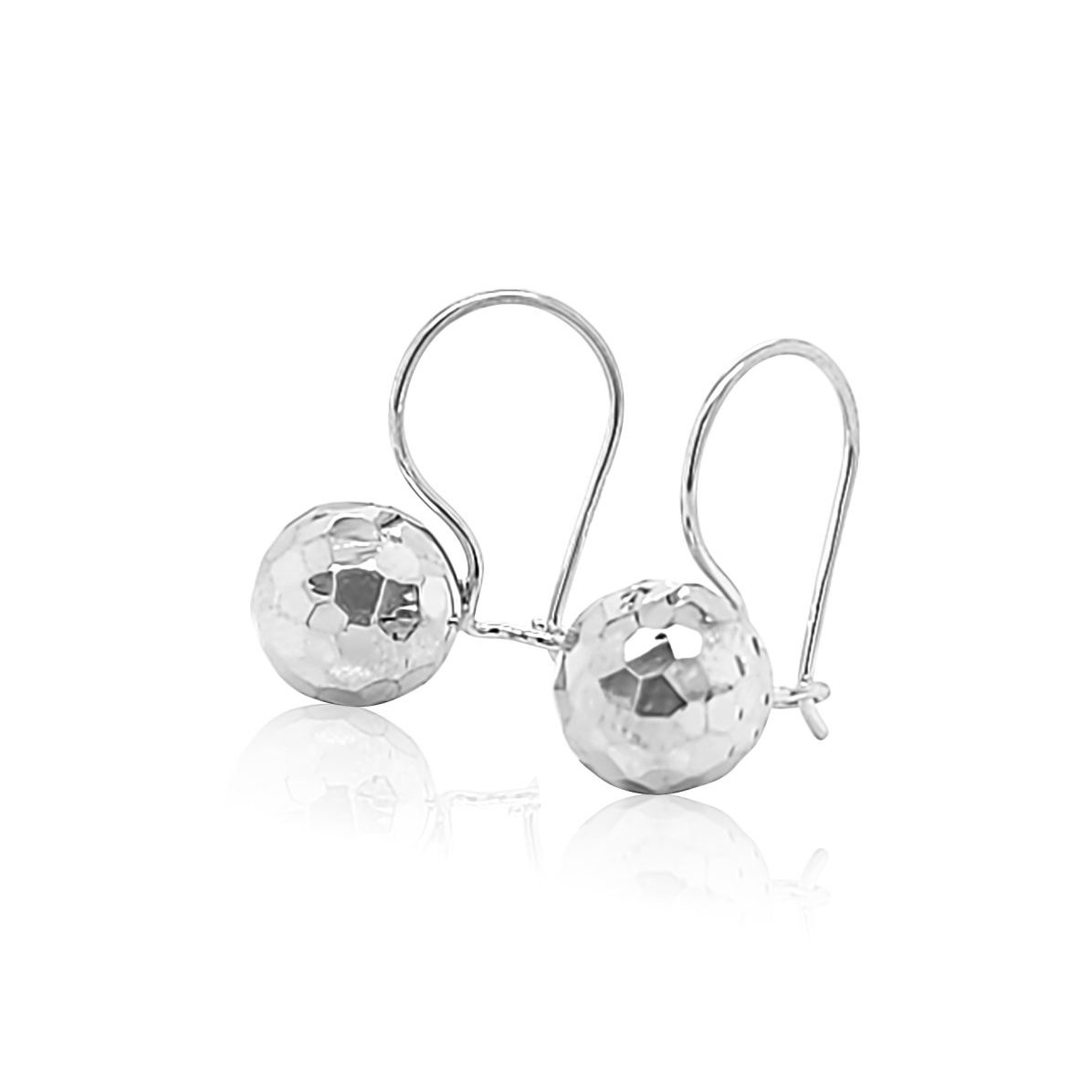 Sterling Silver 9.5mm Faceted Round Euroball Earrings STERLING SILVER EARRINGS 