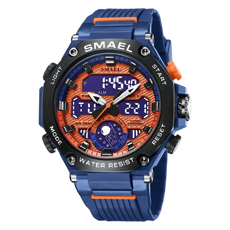 SMAEL Digital/Analog Men's Watch with Multifunction - Blue Dress Watches 