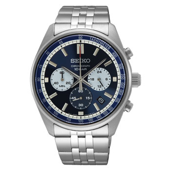Seiko Men's Quartz Analog Blue Dial Sports 100m Chronograph - SSB427P1 Seiko 