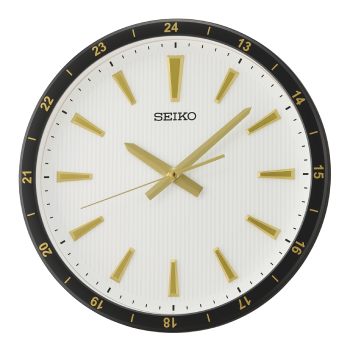 Seiko QXA802-G Matt Black Case White Dial Decorative Wall Clock Seiko 