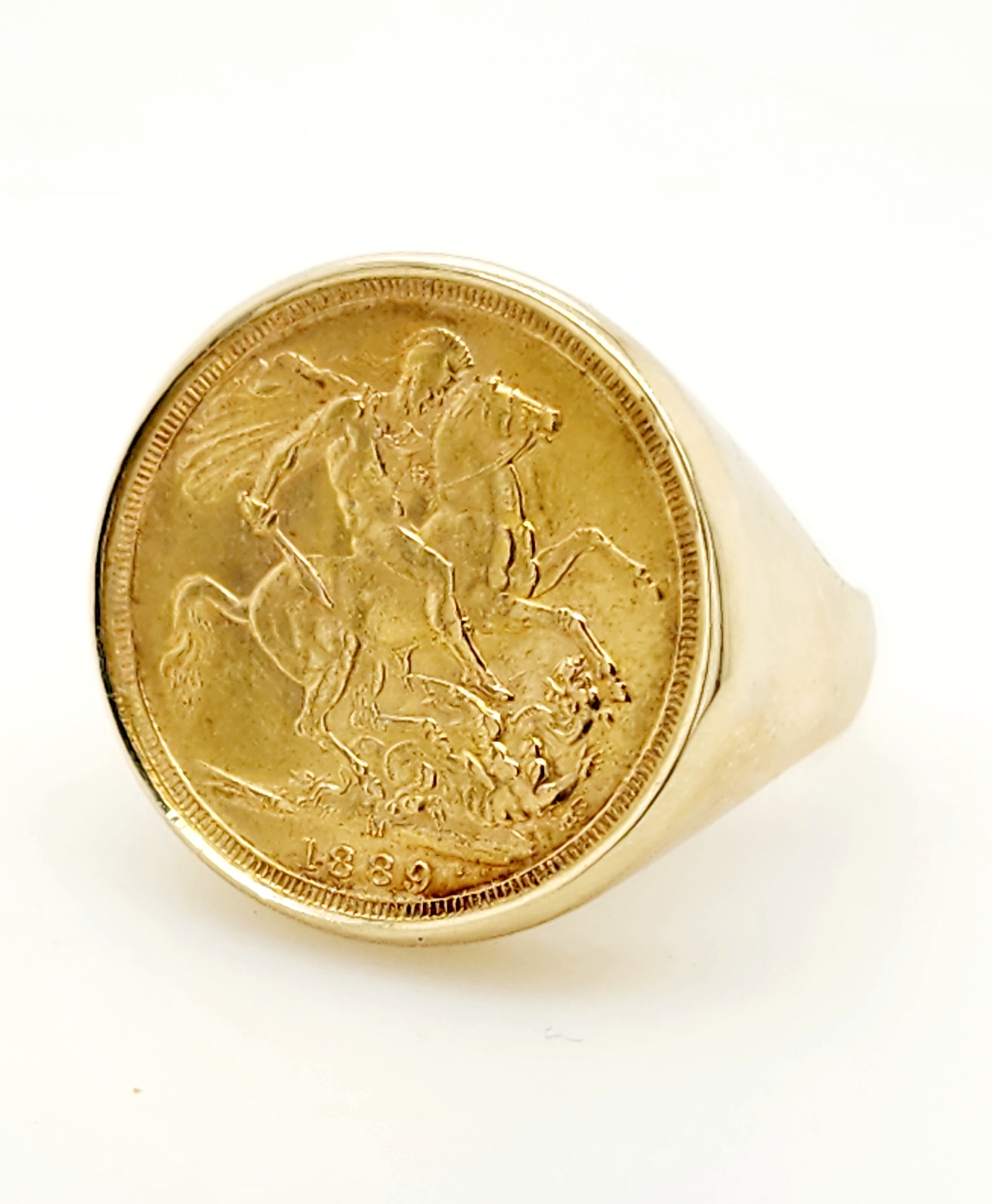 Full 1889 Queen Victoria Sovereign Ring in 9ct & 22ct Yellow Gold Gold Rings, Men's Gold Rings Full 1889 Queen Victoria Sovereign Ring in 9ct & 22ct Yellow Gold Gold Rings, Men's Gold Rings