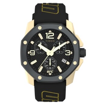 Timex UFC Icon Chronograph 45mm Black Dial 45mm Silicone Strap Watch Pulsar 
