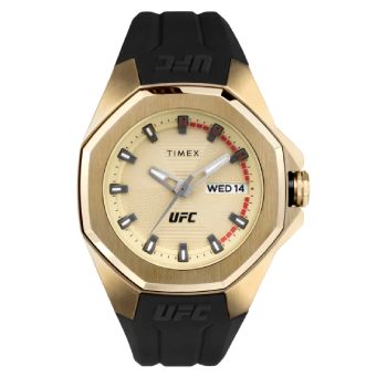 Timex UFC Pro 44mm Silicone Strap Gold Dial Watch Pulsar 