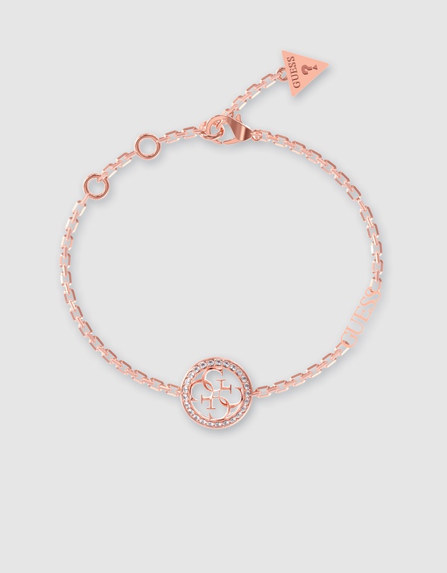 Guess 4G Coin CZ Tag 7mm Rose Gold Finish Bracelet GUESS JEWELLERY 