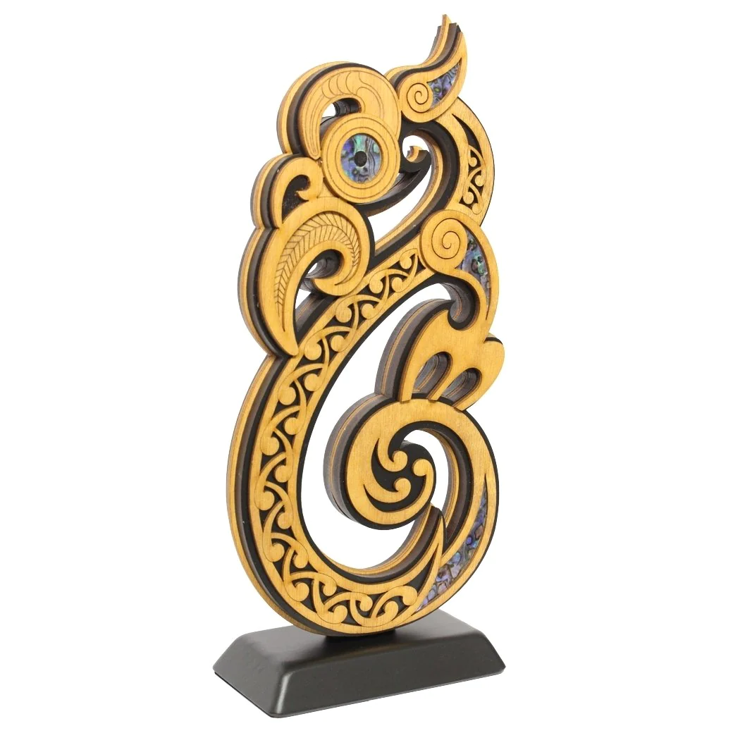 Large Freestanding Wooden Manaia Sculpture - Double Sided 21st Keys 