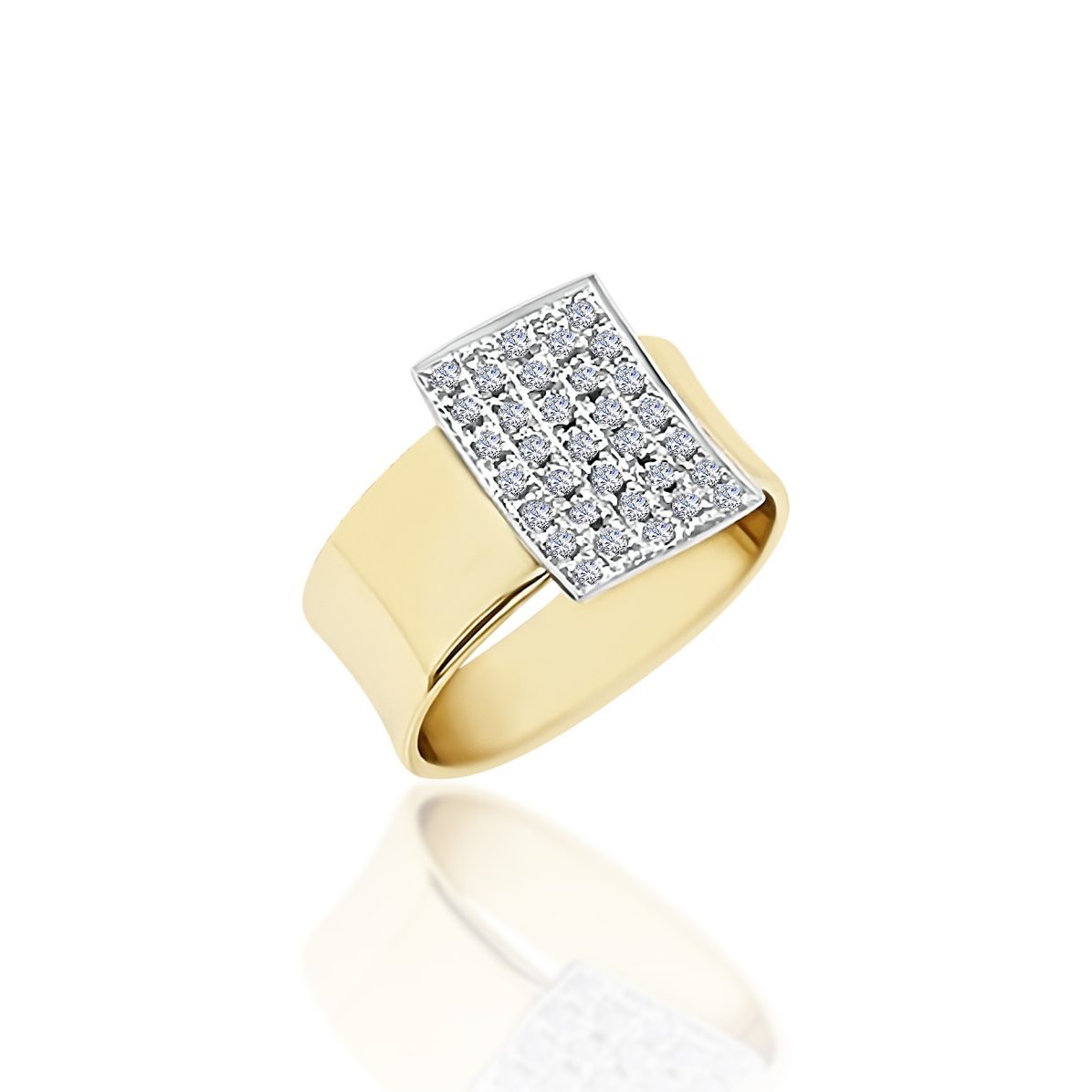 9ct Yellow Gold 0.50ct Diamond Ring with 9mm Wide Band Gold Rings 