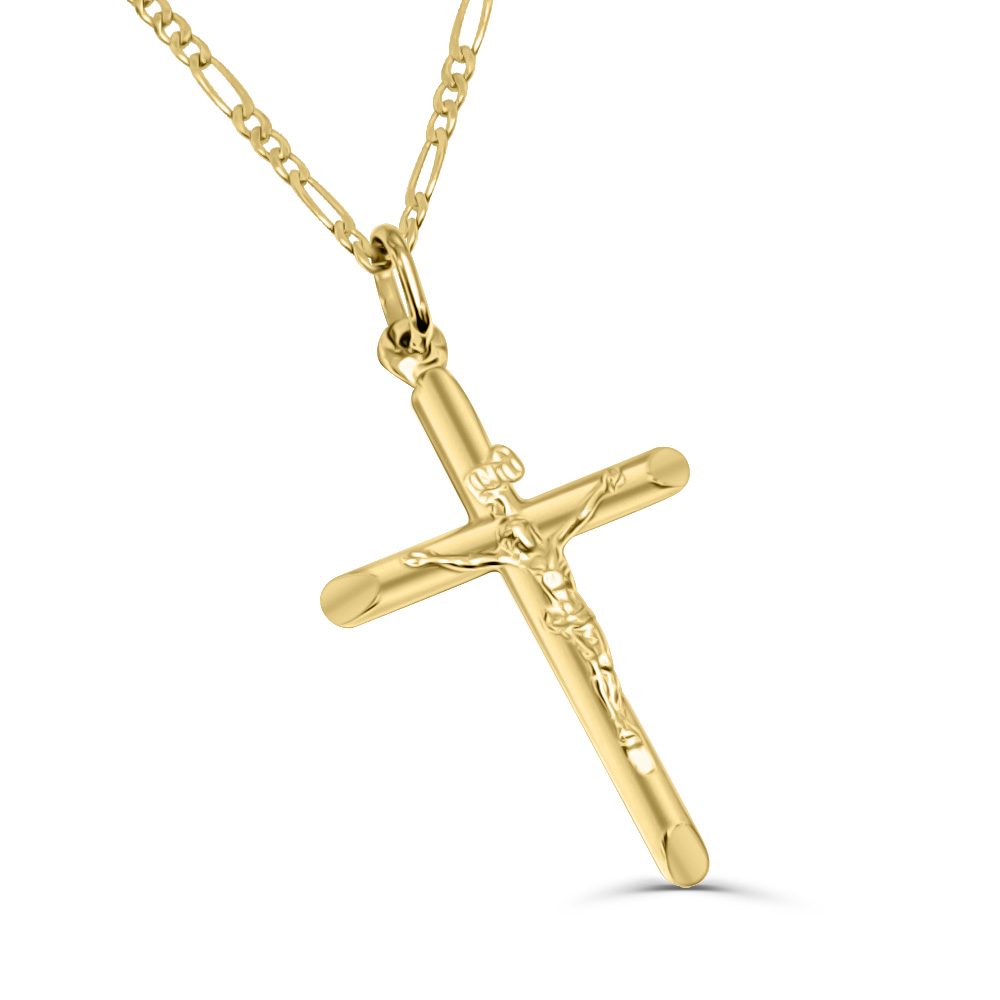 9ct Yellow Gold Polished Crucific Cross Pendant 21mm Wide with Chiseled Edge Gold Pendants 