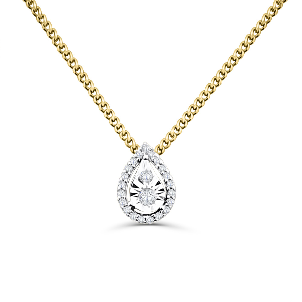 10ct Yellow Gold Teardrop Diamond Pendant Gold Pendants 