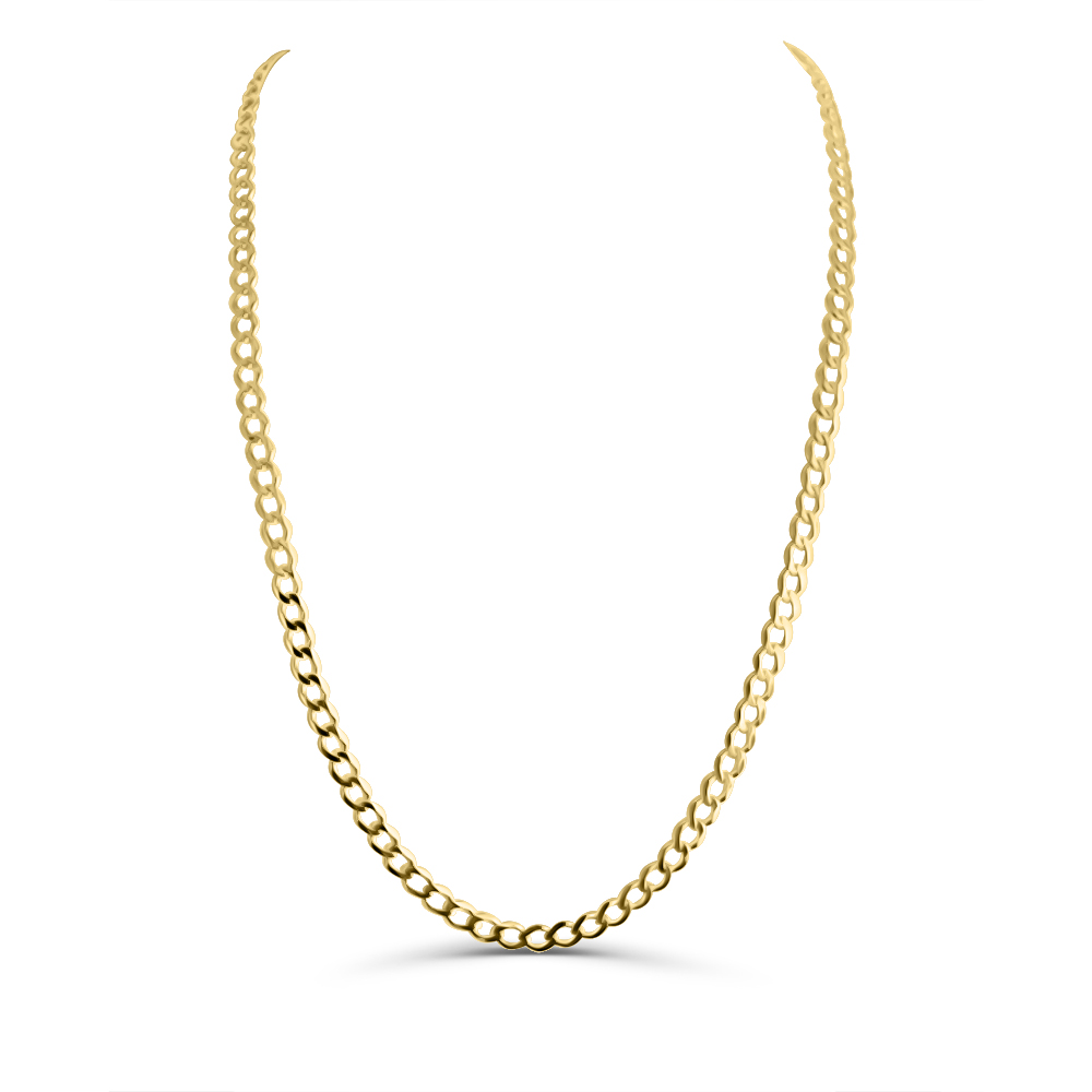 9ct Yellow Gold 115 gauge Solid Curb Link Chain Gold Chain 