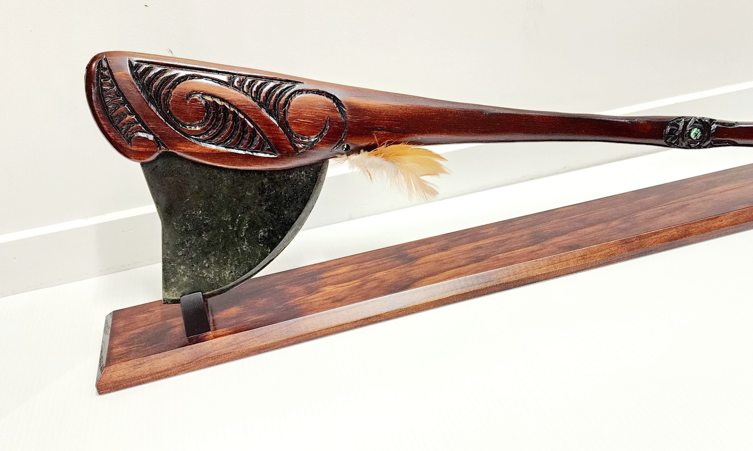 Large Wooden Carved Maori Axe - Tewha Tewha with New Zealand Greenstone Blade NIXON, WATCH Large Wooden Carved Maori Axe - Tewha Tewha with New Zealand Greenstone Blade NIXON, WATCH
