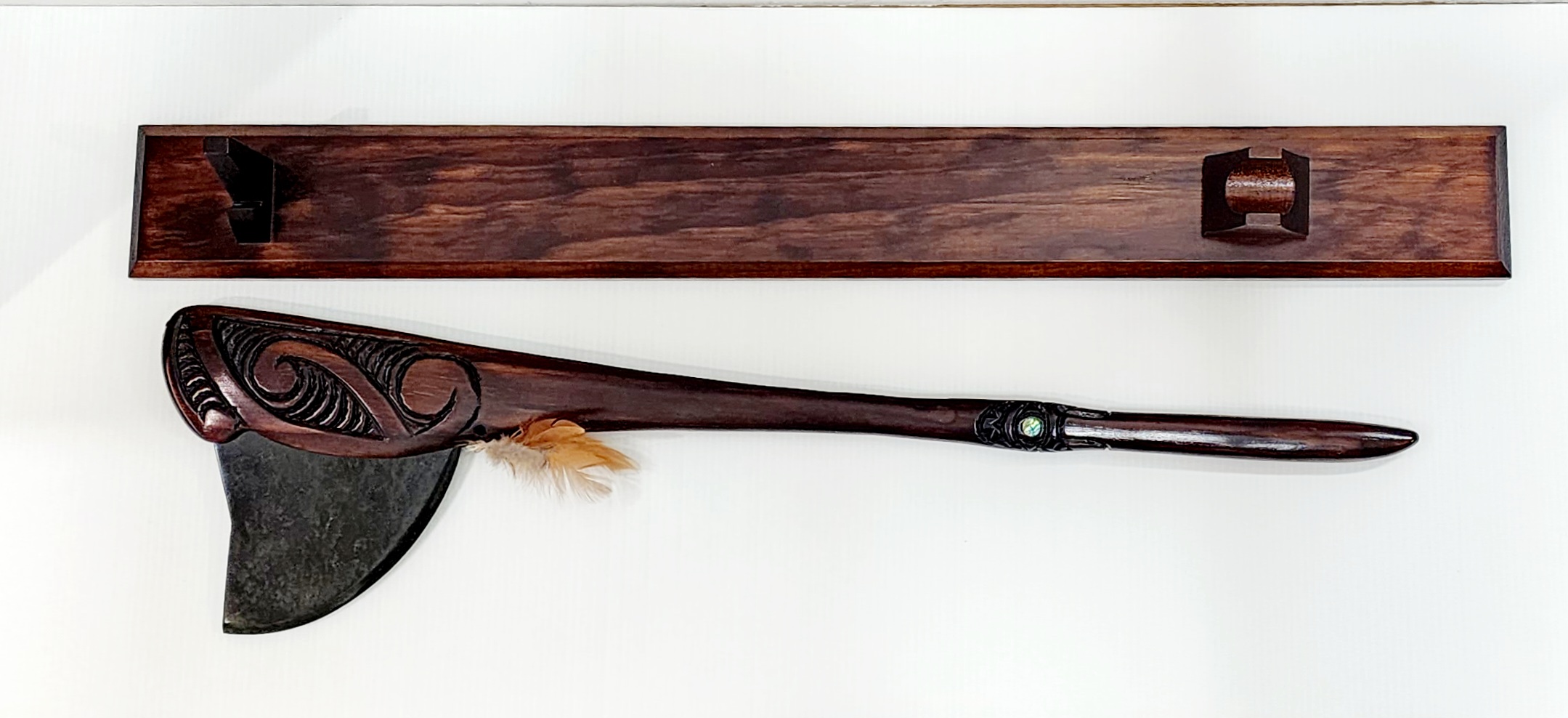 Large Wooden Carved Maori Axe - Tewha Tewha with New Zealand Greenstone Blade NIXON, WATCH Large Wooden Carved Maori Axe - Tewha Tewha with New Zealand Greenstone Blade NIXON, WATCH