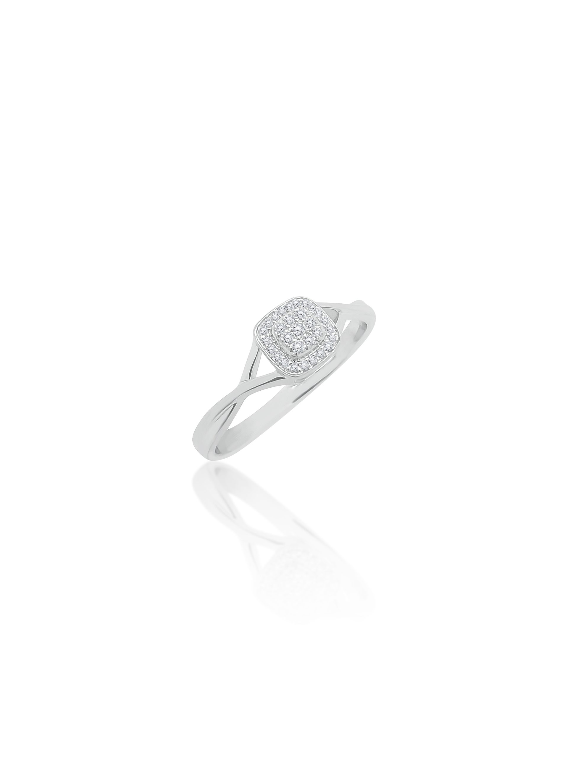 9ct White Gold 0.13ct Diamond Cushion Halo Cluster Ring Gold Rings 