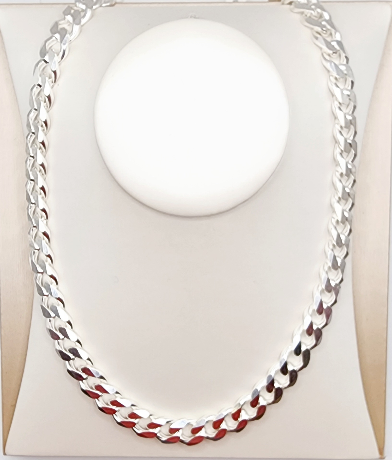 Sterling Silver FBSCD350 Flat Bevelled Diamond Cut Curb Link Chain 60cm Long Sterling Silver Chains 