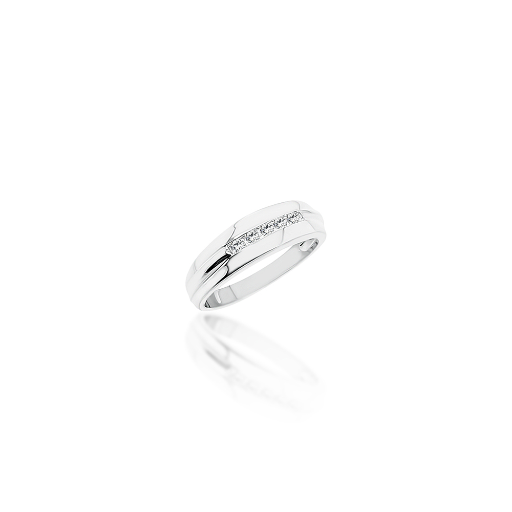 Sterling Silver Men's Cubic Zirconia Ring - D3749 Sterling Silver Rings 
