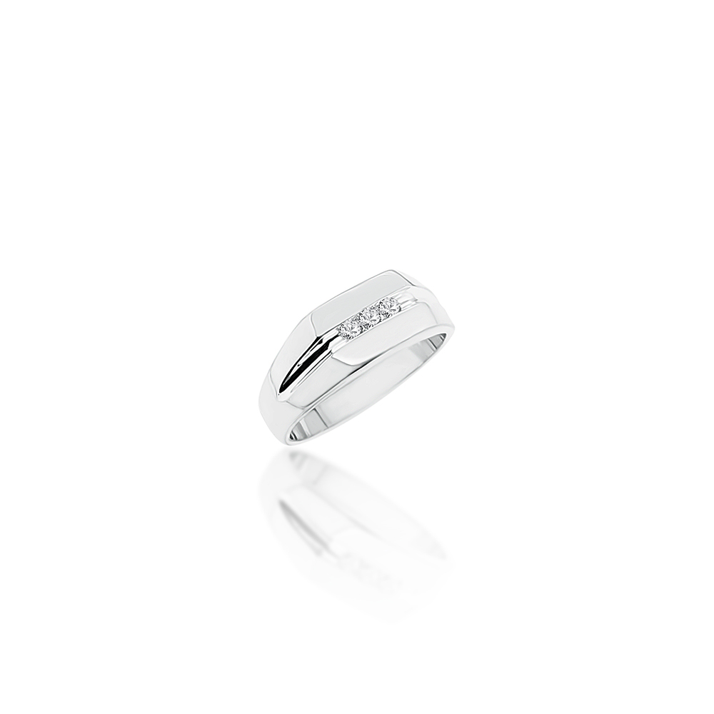 Sterling Silver Men's Cubic Zirconia Ring - D4218 Sterling Silver Rings 