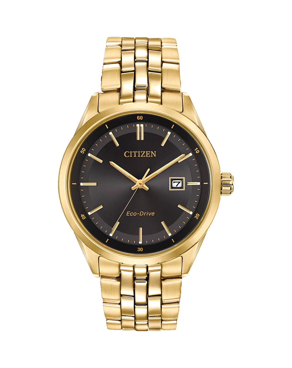Citizen Eco-Drive Gents Gold Tone Black Dial Watch - BM7252-51E Citizen Eco-Drive 
