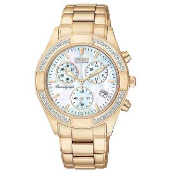 CITIZEN Regent Eco-Drive Chronograph Diamond Mother of Pearl Dial Rose Gold-Tone Ladies Watch - FB1223-55D Citizen Eco-Drive 