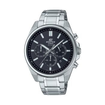 Casio Edifice Analogue Chronograph 100M WR Black Face Stainless Steel Band Watch - EFV650D-1A CASIO EDIFICE 