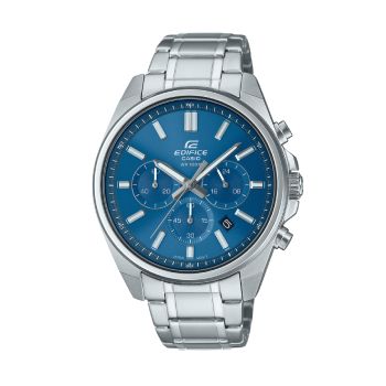 Casio Edifice Analogue Chronograph 100M WR Blue Face Stainless Steel Band Watch - EFV650D-2A CASIO EDIFICE 