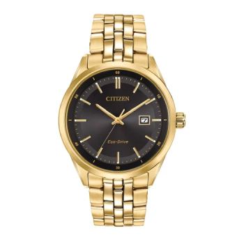 Citizen Eco-Drive Gents Gold Tone Black Dial Watch - BM7252-51E Citizen Eco-Drive 