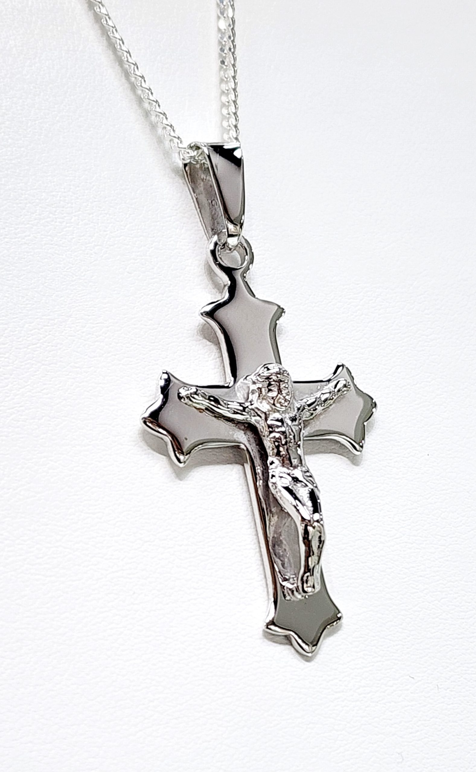Sterling Silver Large Crucifix Pendant with CD50 Silver Chain Sterling Silver Pendants 