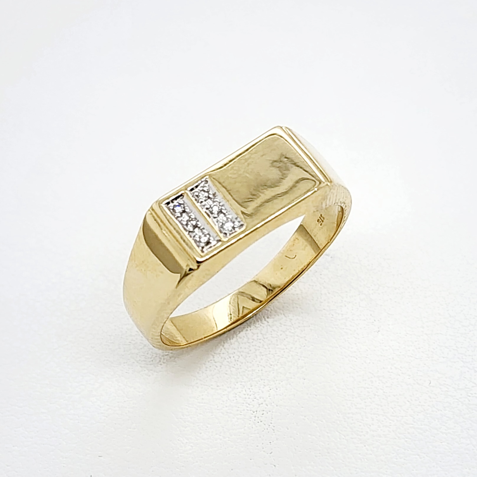 9ct Yellow Gold Gents Diamond Set Wedding / Dress Ring Gold Rings, Men's Gold Rings 