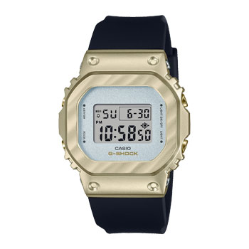 Casio G-Shock Womens Series Belle Courbe 200M WR Silver Dial, Gold Bezel, Black Resin Band Watch - GMS5600BC-1D G-SHOCK