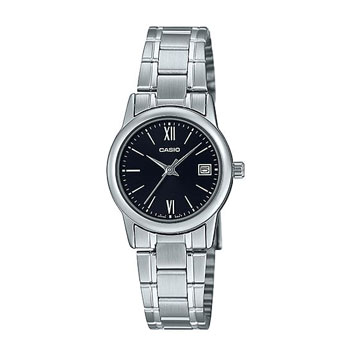 Casio Women's Analogue Standard Stainless Steel Black Dial Date Watch - LTP-V002D-1B3 CASIO