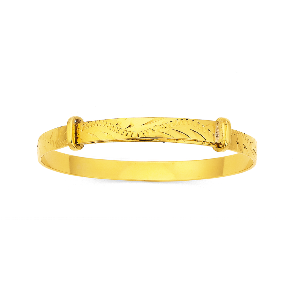 Gold Plated Adult Size Expander Bangle with Hand Engraved Design Gold Bracelets 