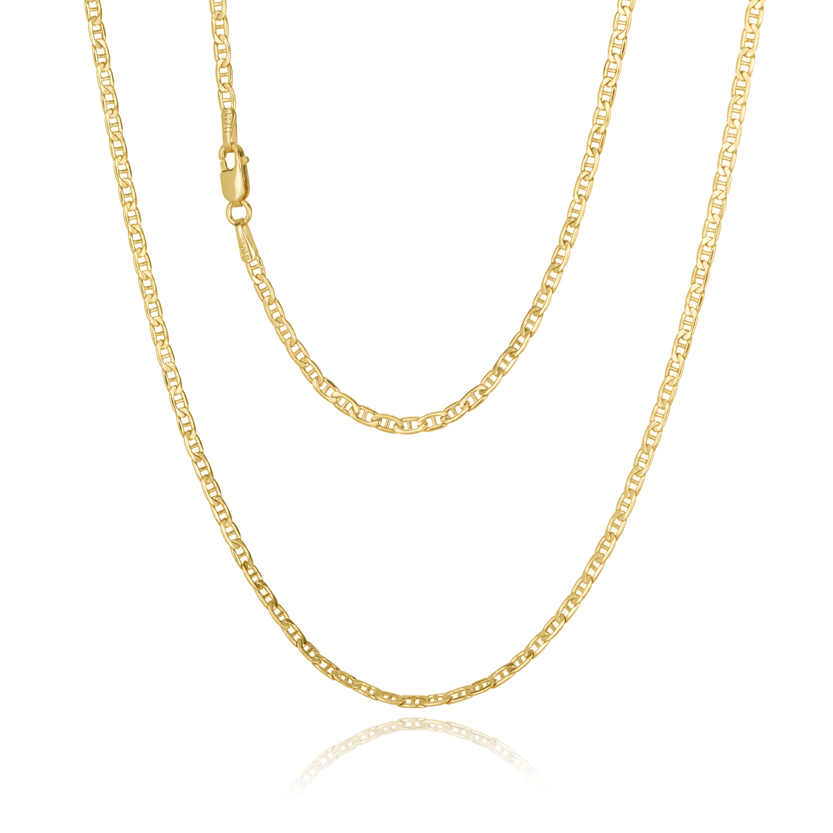 9ct Yellow Gold Hallow Flat Anchor Chain 2.3mm Wide 55cm Long Gold Chain 