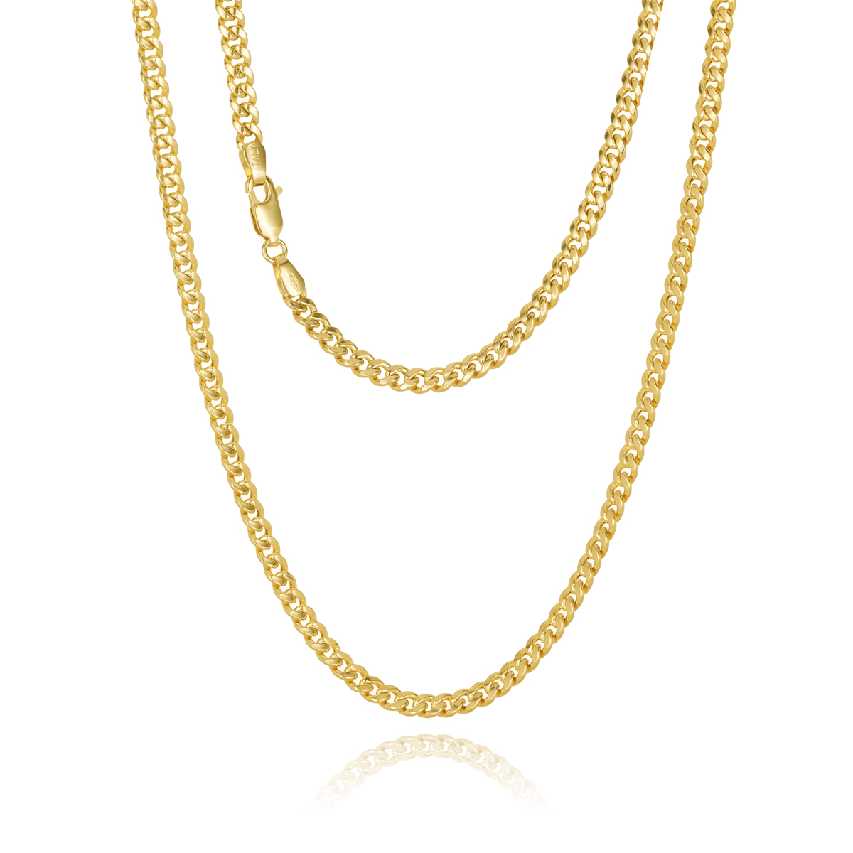 9ct Yellow Gold Tight Rounded 4mm Wide Hallow Curb Link 50cm Chain Gold Chain 