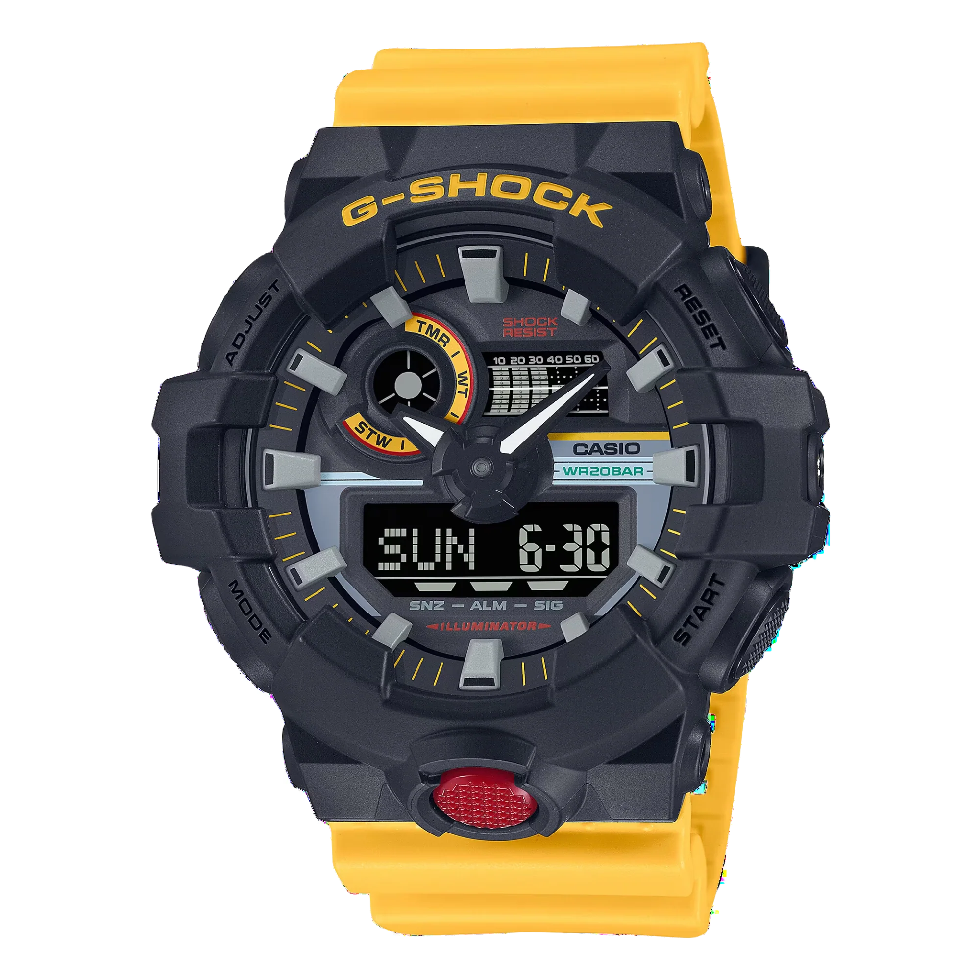 Casio G-Shock Mix Tapes Collection 200M WR Black Case, Yellow Resin Band - GA700MT-1A9 G-SHOCK Casio G-Shock Mix Tapes Collection 200M WR Black Case, Yellow Resin Band - GA700MT-1A9 G-SHOCK