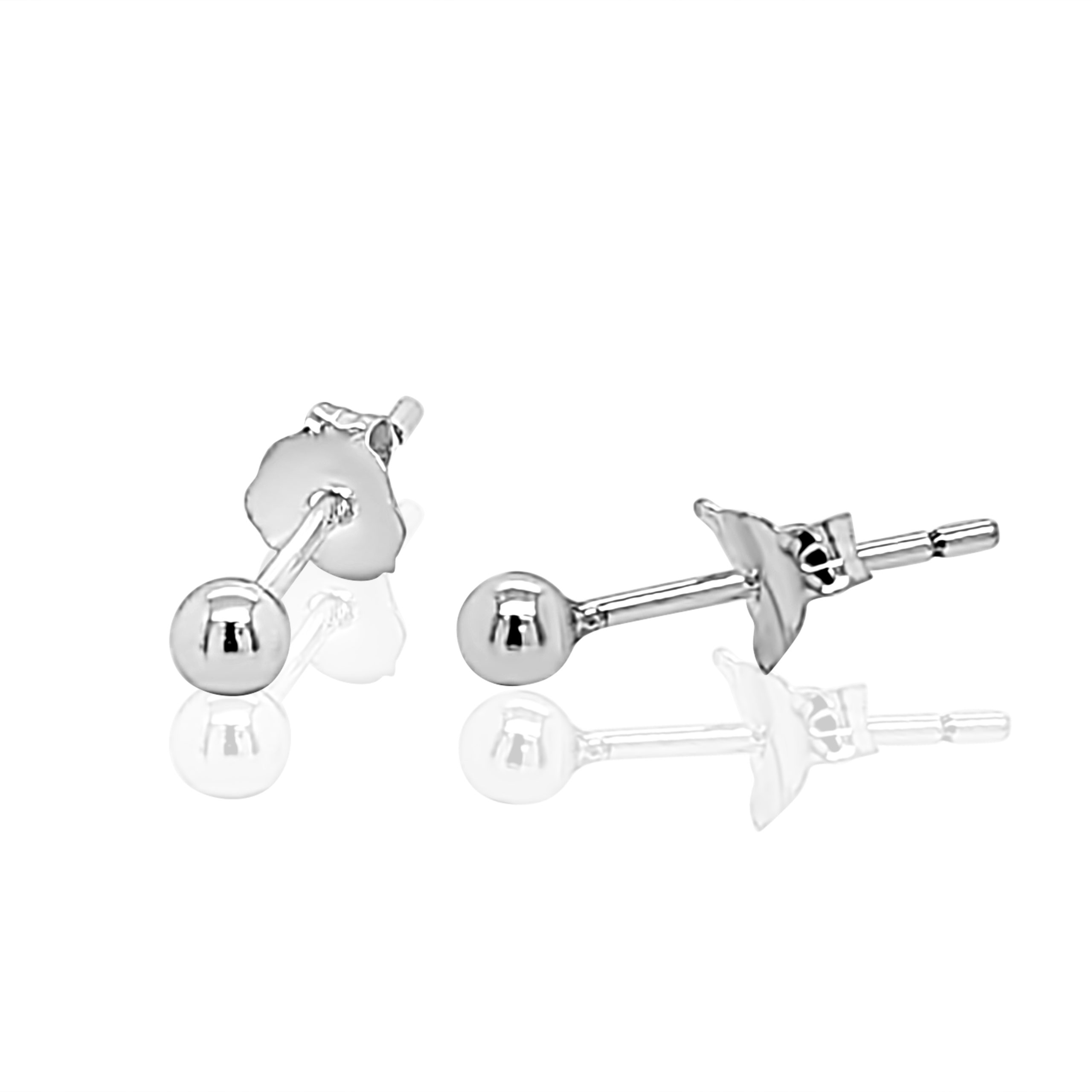 Sterling Silver 3mm Round Ball Stud Earrings STERLING SILVER EARRINGS 